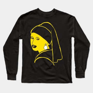 Minimalist Girl with a Pearl Earring Long Sleeve T-Shirt